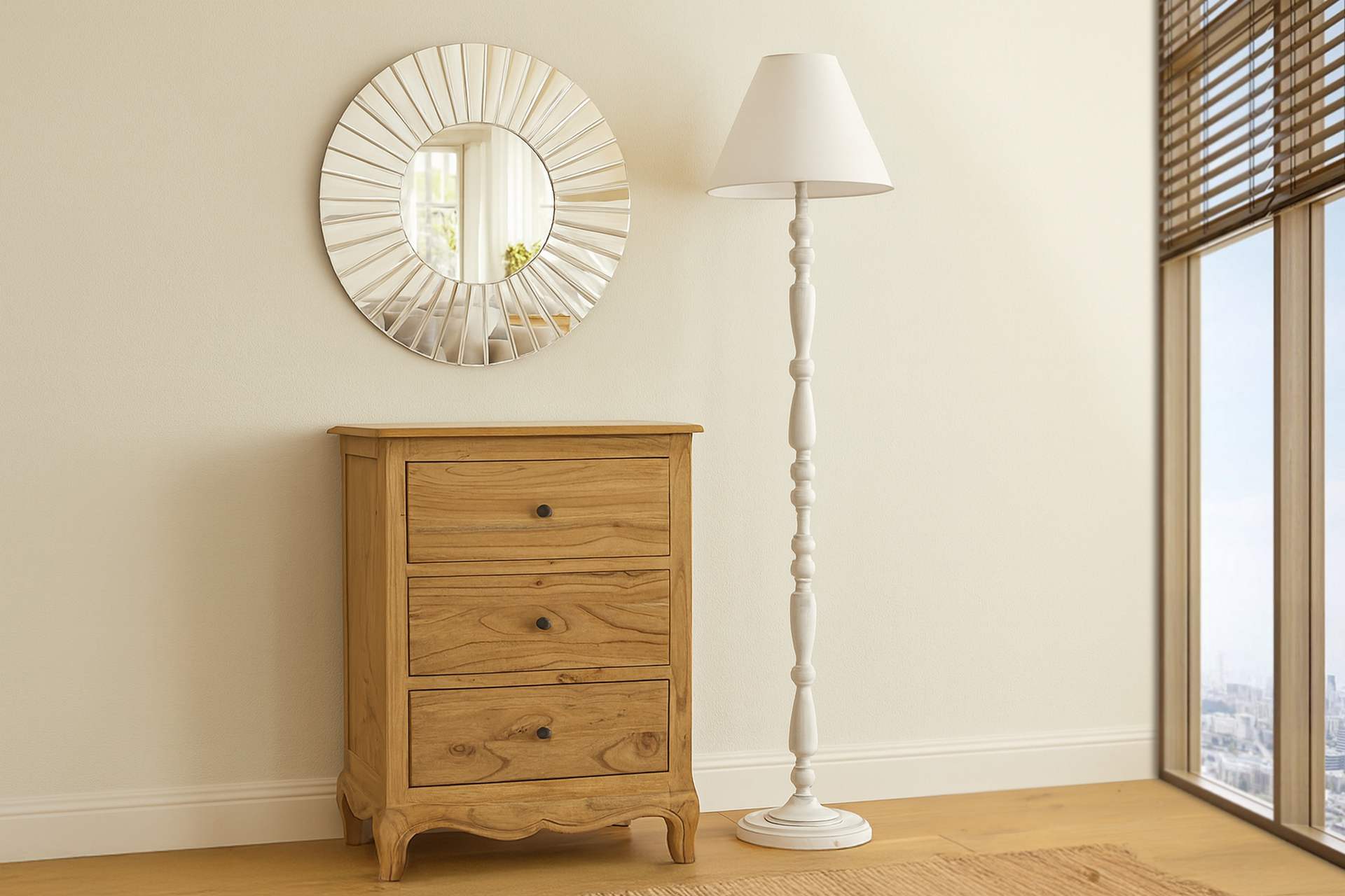 LAMPARA DE PIE METAL GRIS 38x38x150 CM