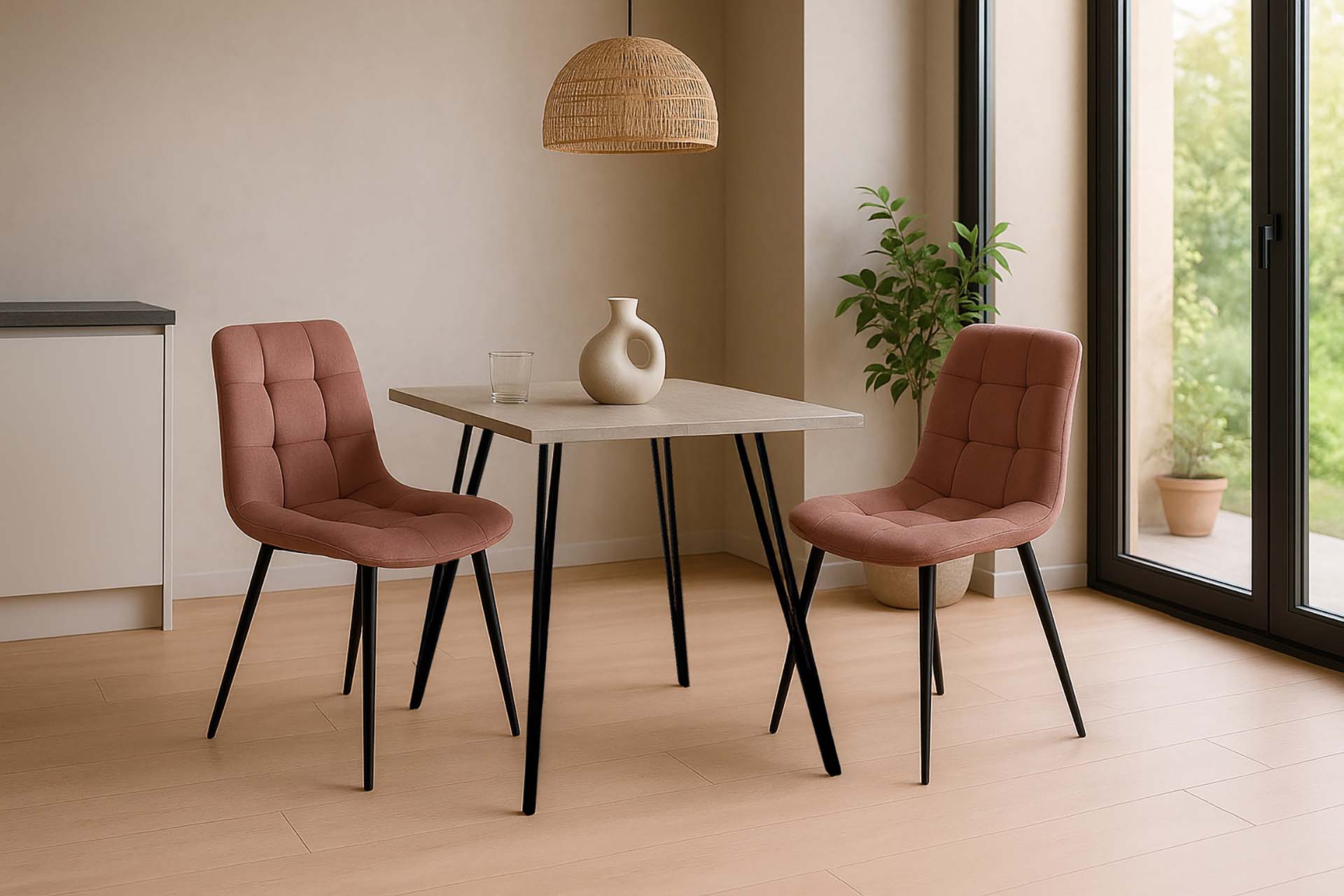 SILLA METAL VELVET ROSA NEGRO 48x56x80 CM - Min.4 uds