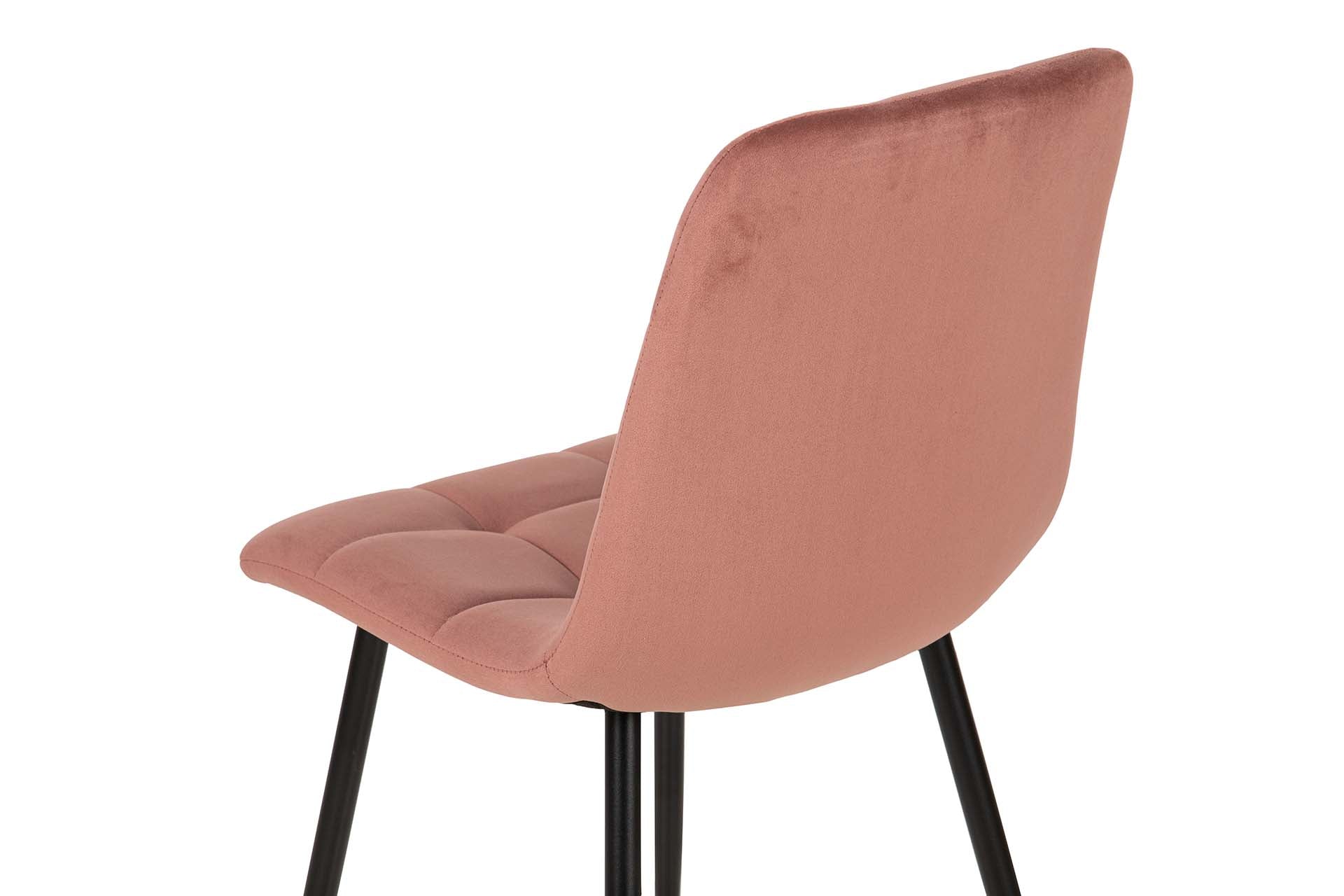 SILLA METAL VELVET ROSA NEGRO 48x56x80 CM - Min.4 uds