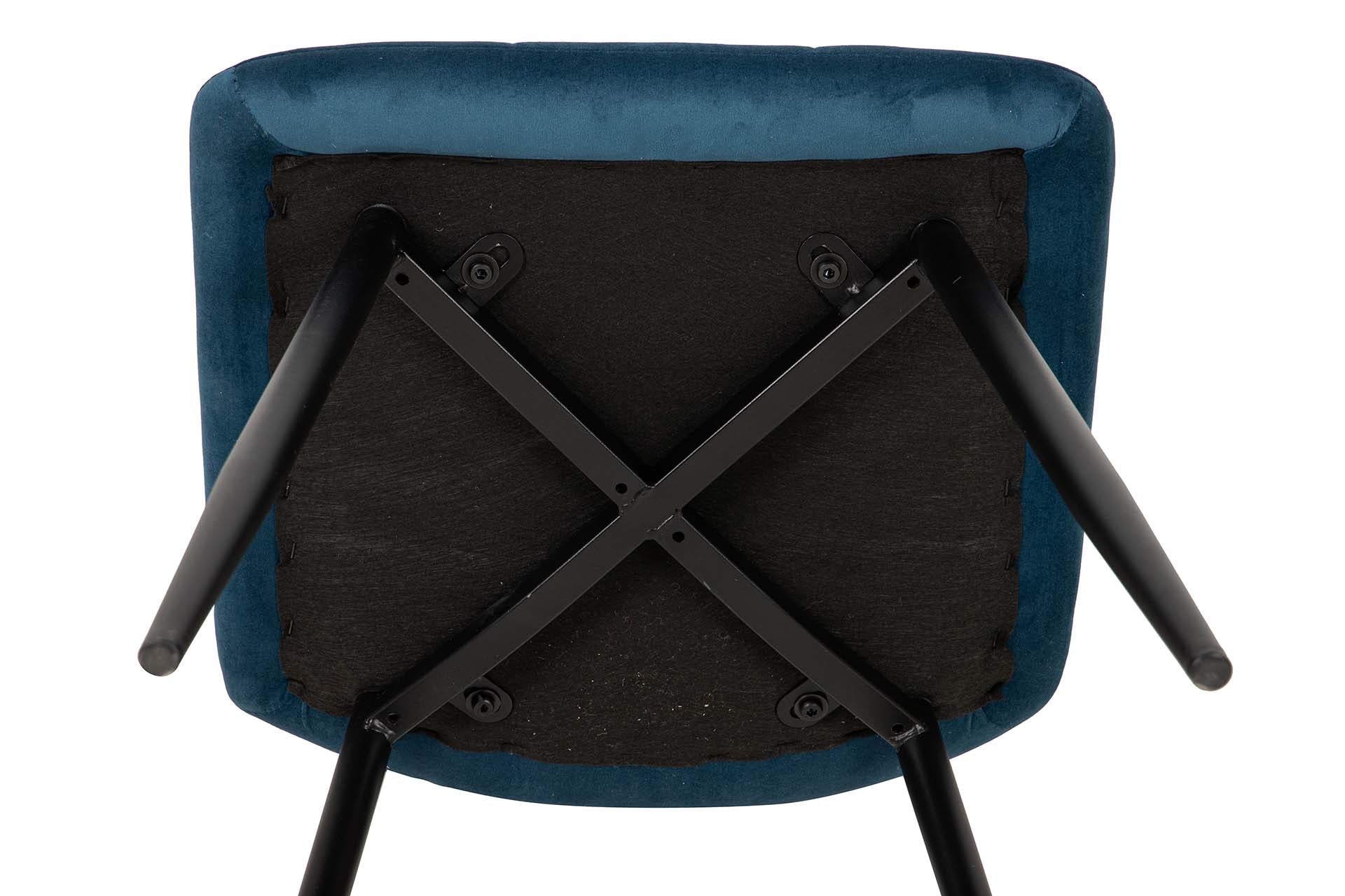 SILLA METAL VELVET AZUL NEGRO 48x56x80 CM - Min.4 uds