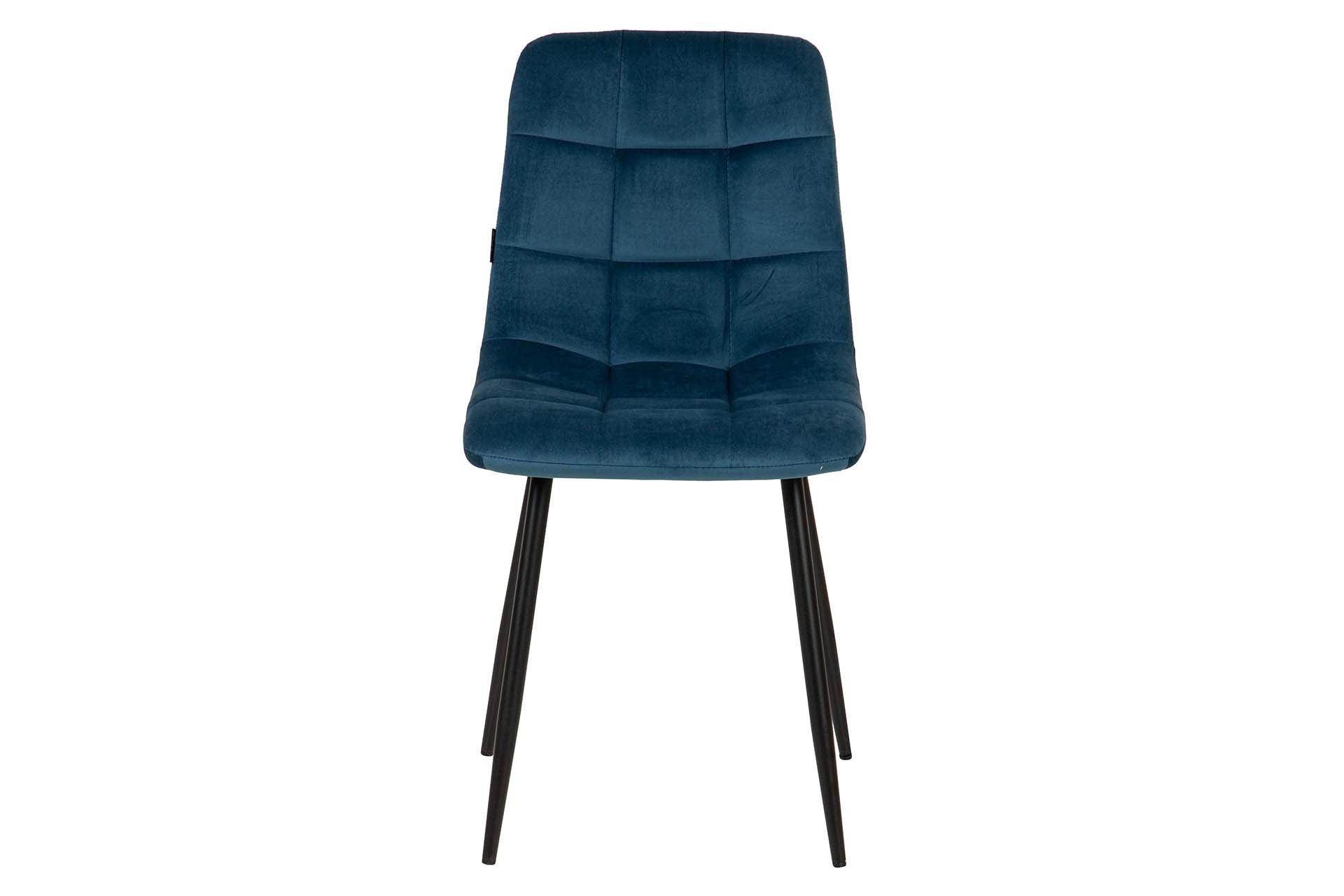 SILLA METAL VELVET AZUL NEGRO 48x56x80 CM - Min.4 uds