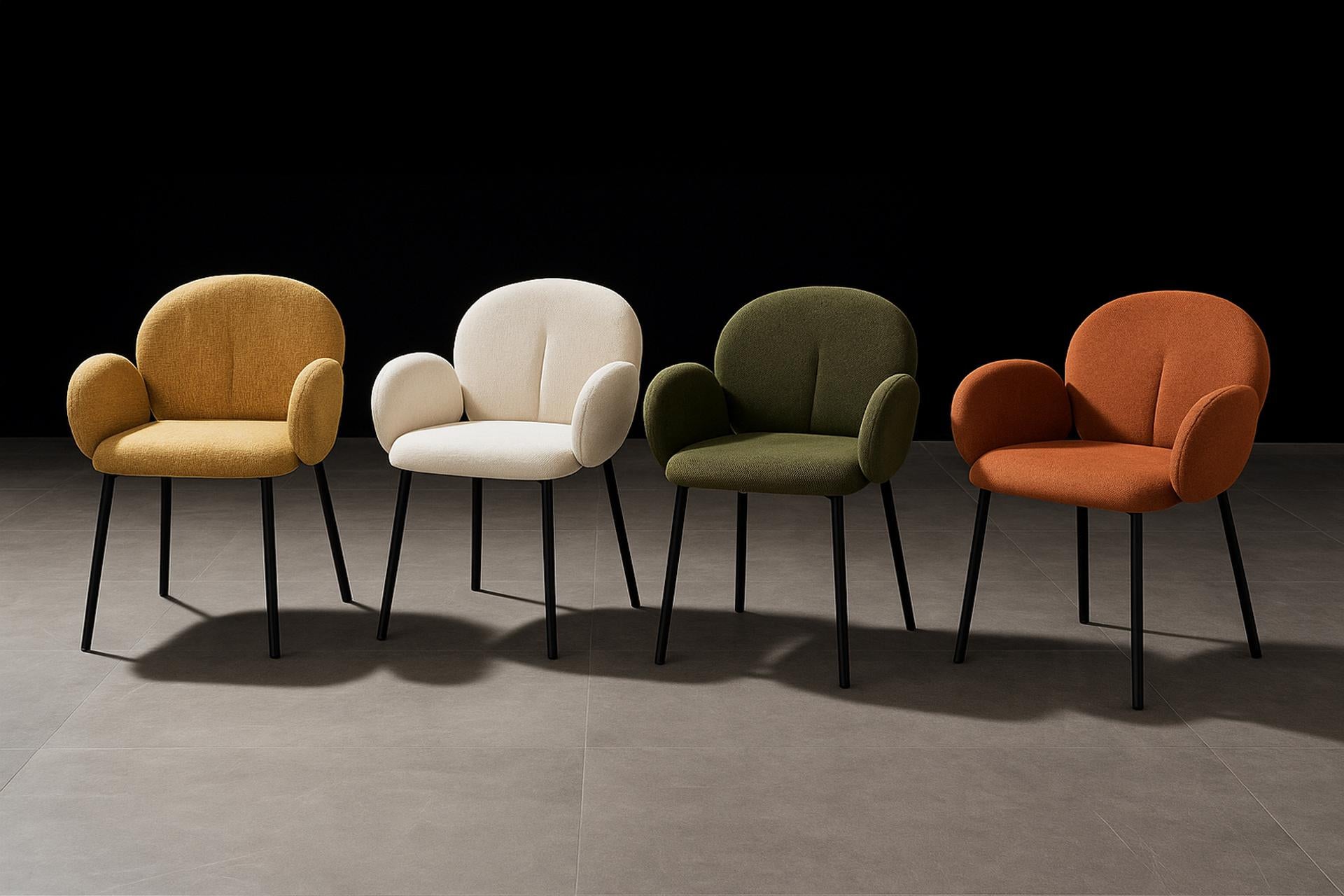 SILLA METAL CHENILLA BEIGE 59x62x80 CM - Min.2 uds