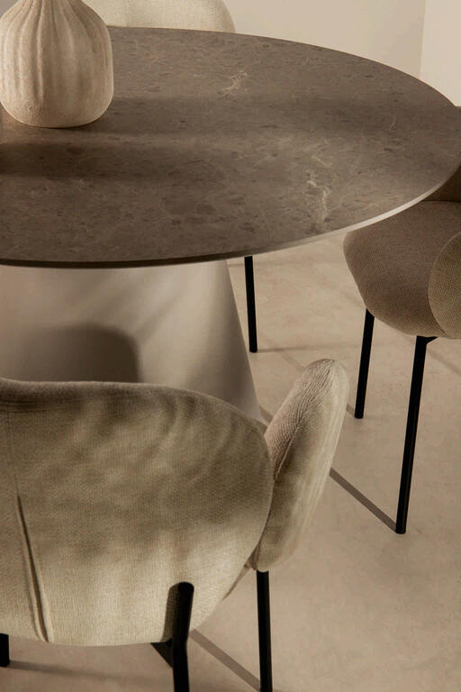 SILLA METAL CHENILLA BEIGE 59x62x80 CM - Min.2 uds