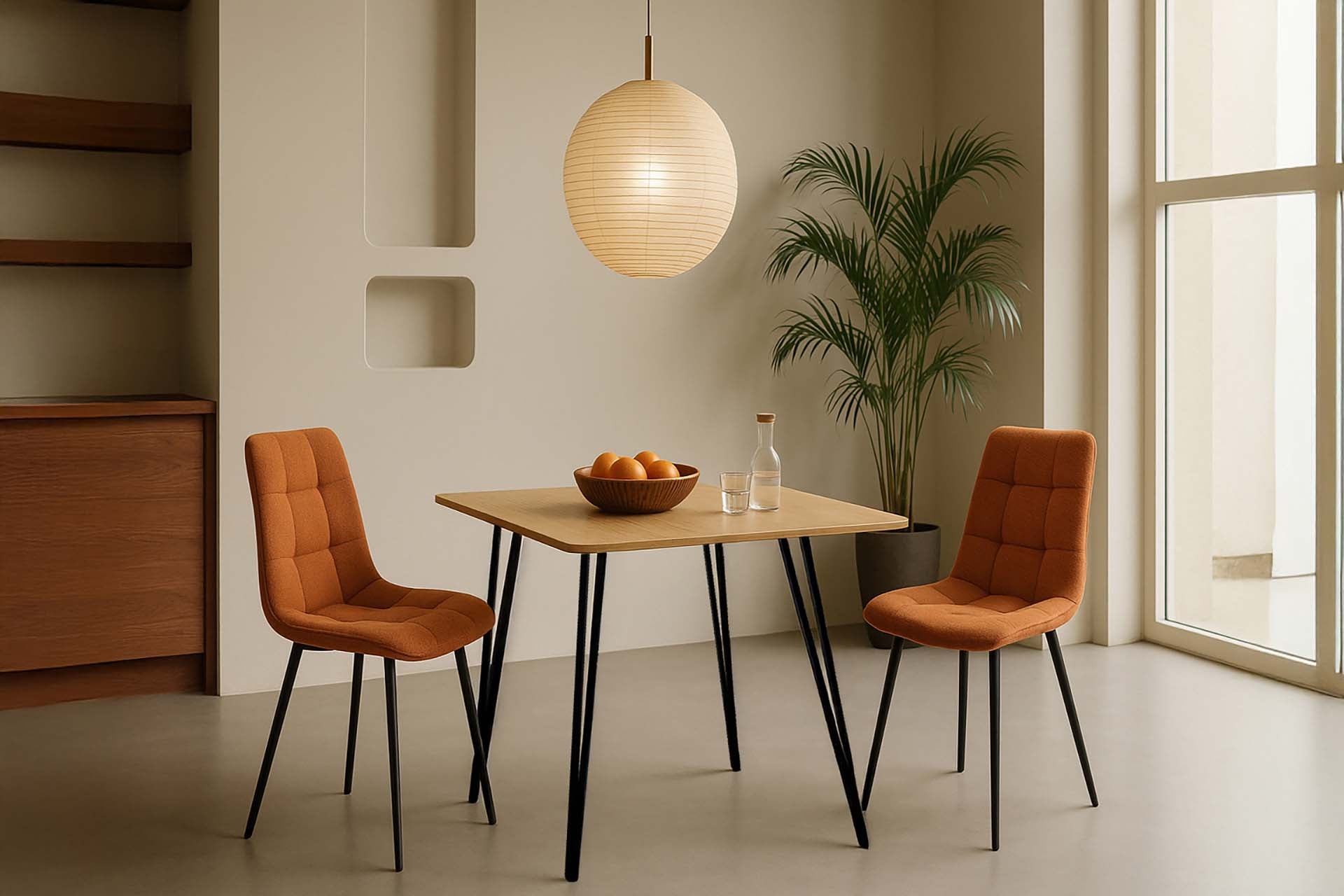 MESA DE COMEDOR MDF METAL MARRON NEGRO 80x80x70 CM