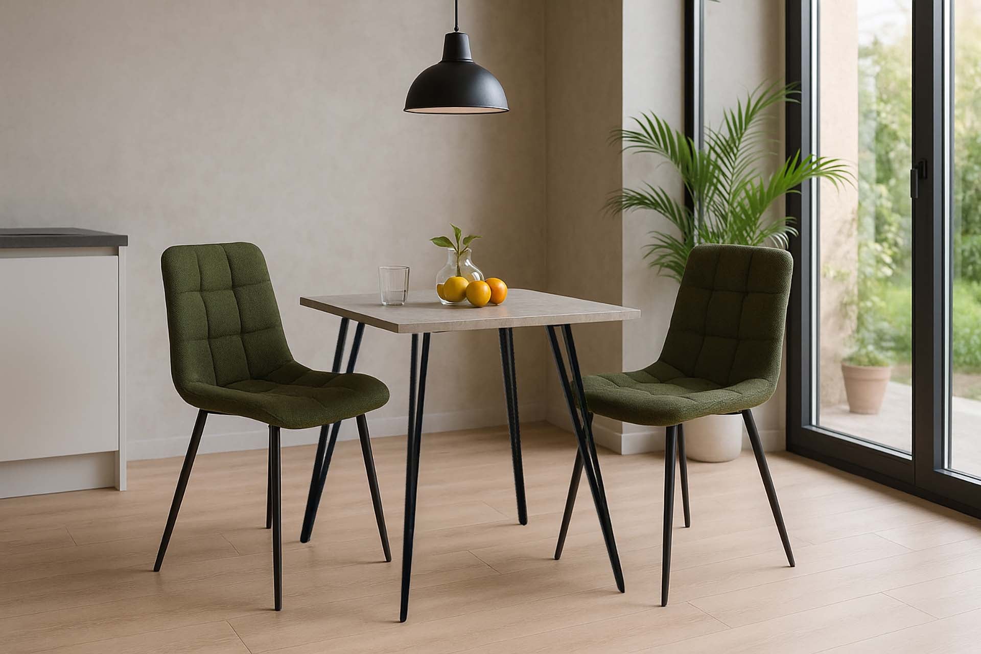 MESA DE COMEDOR MDF METAL GRIS NEGRO 80x80x75 CM