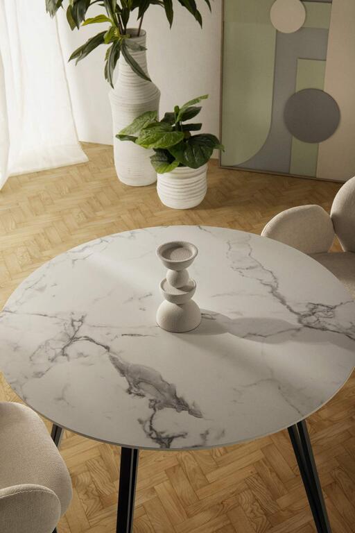 MESA DE COMEDOR MDF METAL GRIS NEGRO 100x100x75 CM