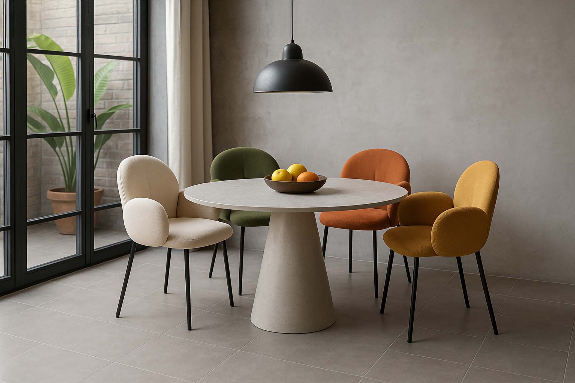 MESA DE COMEDOR MDF GRIS 120x120x75 CM