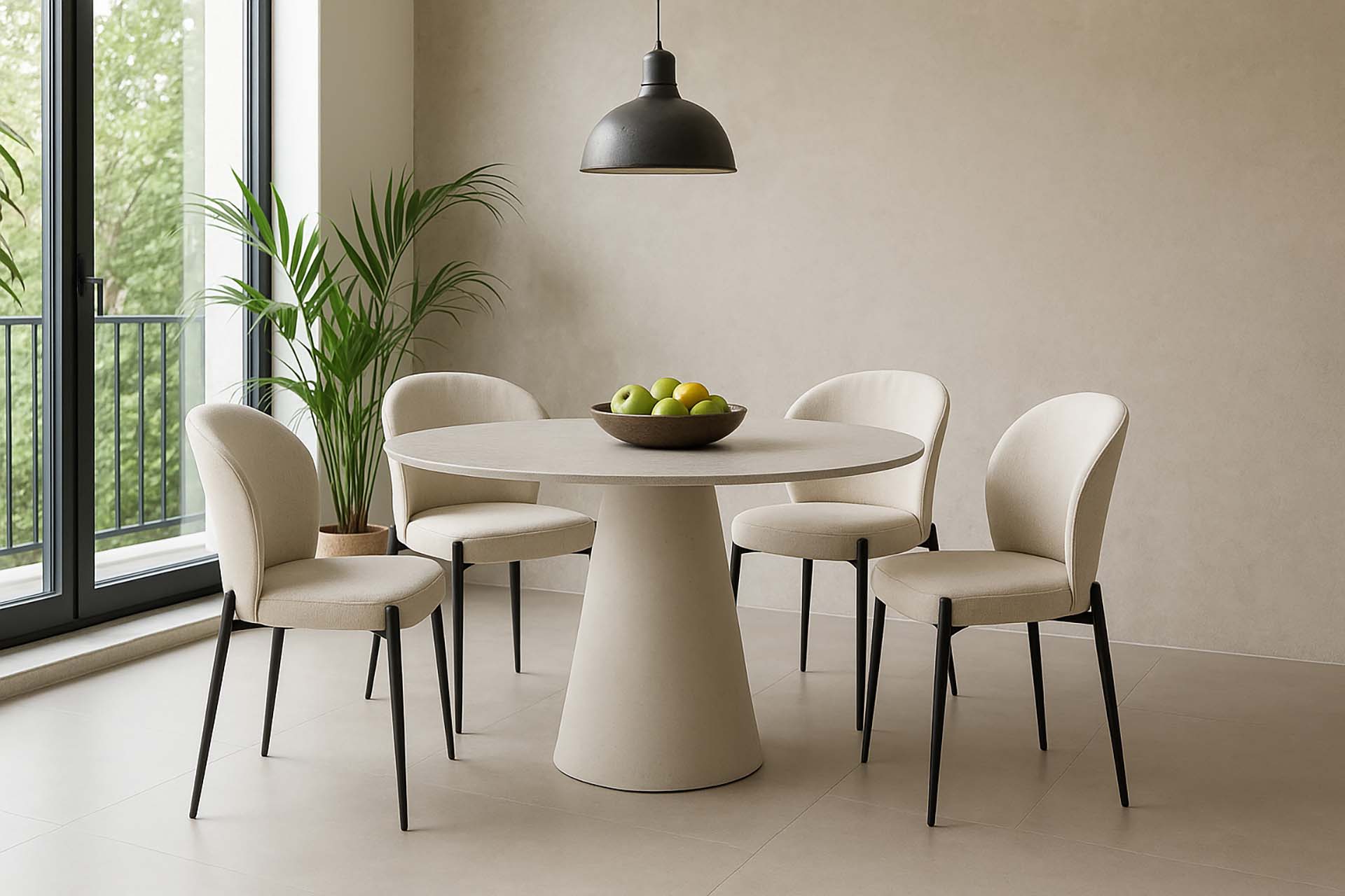 MESA DE COMEDOR MDF GRIS 120x120x75 CM