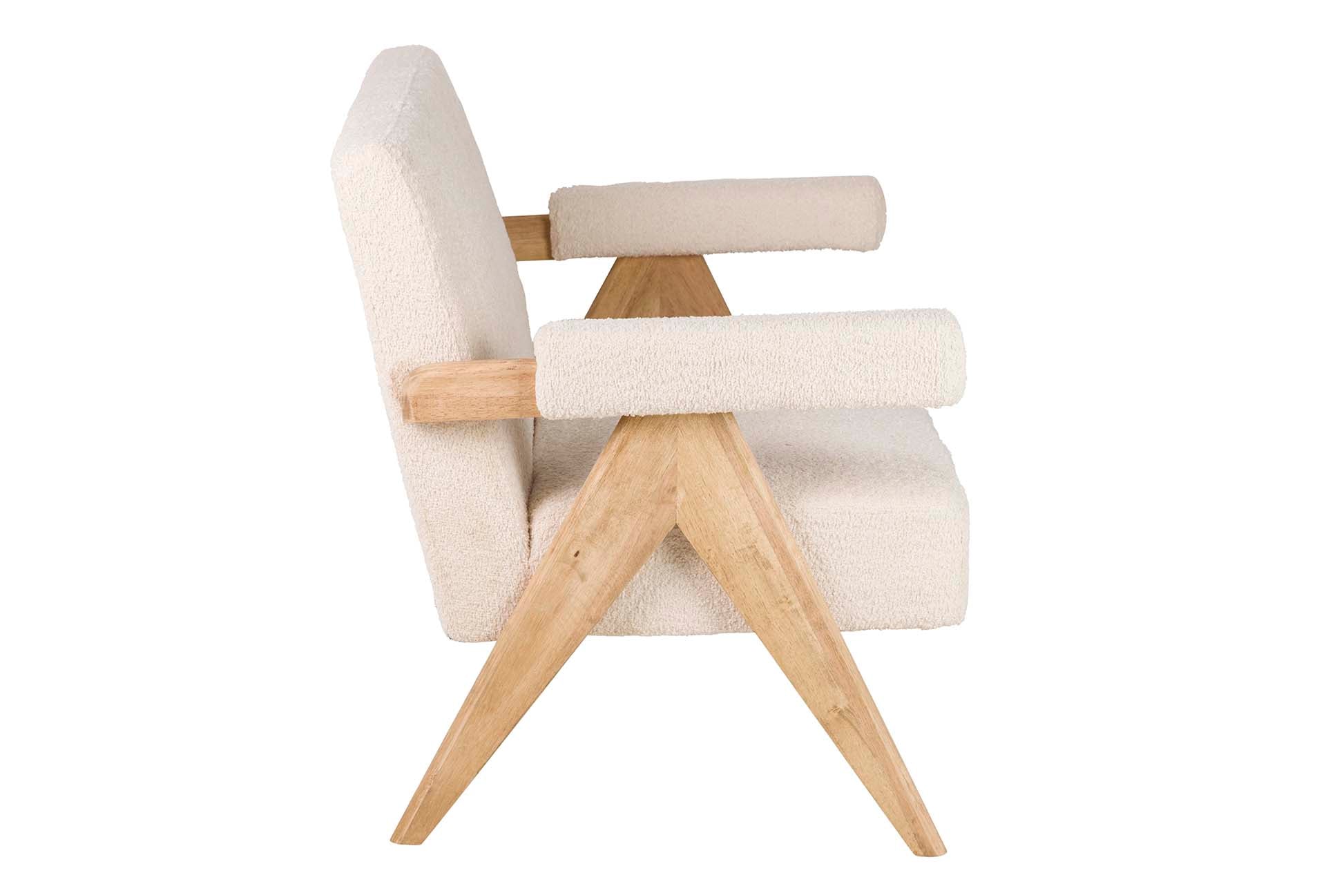 WHITE BOUCLE SOFA 134x76x85 CM