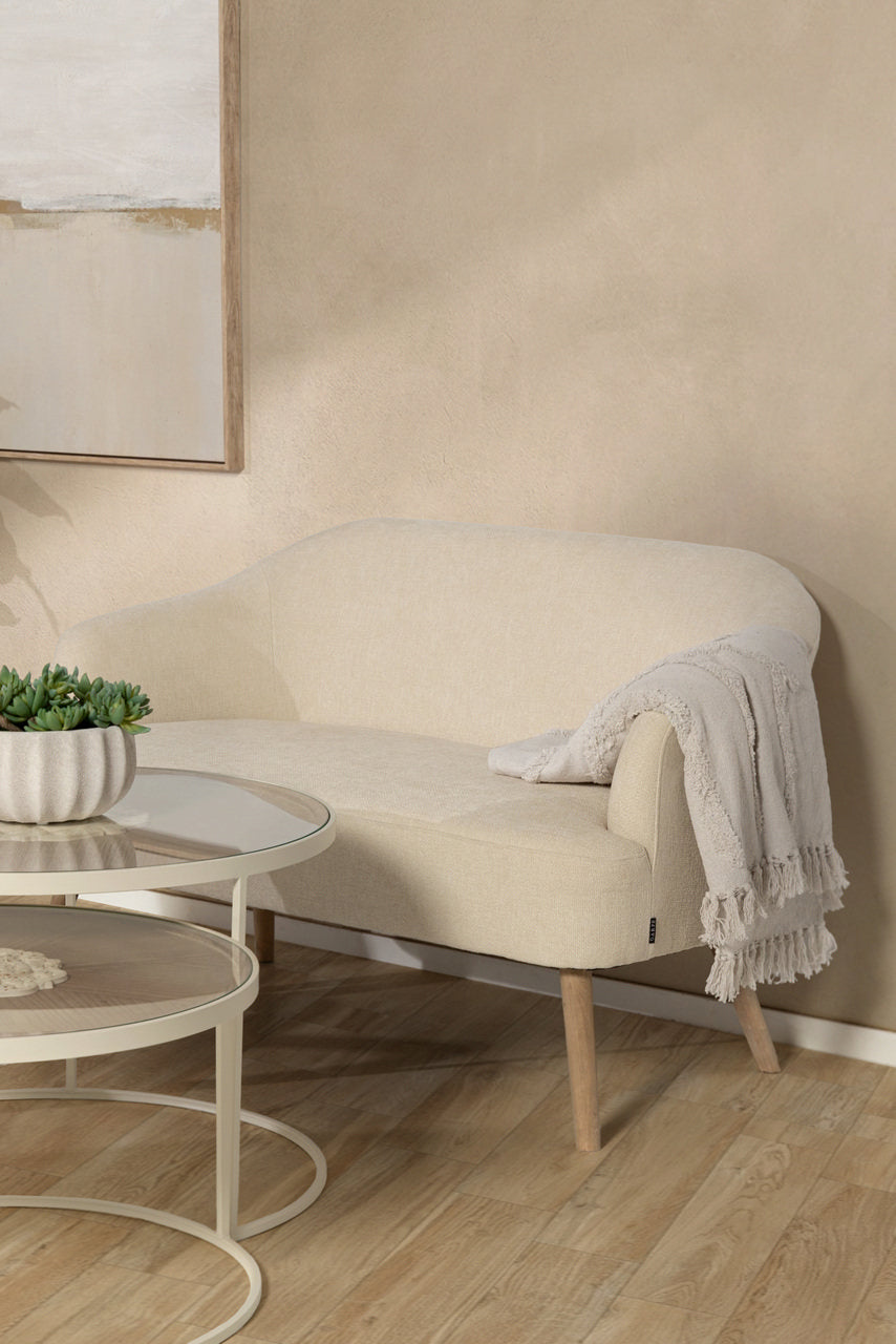 BEIGE CHENILLE SOFA 131x72x79 CM