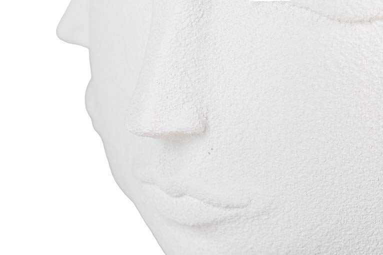 VASO DE RESINA BRANCO COM ROSTOS 49x49x62 CM