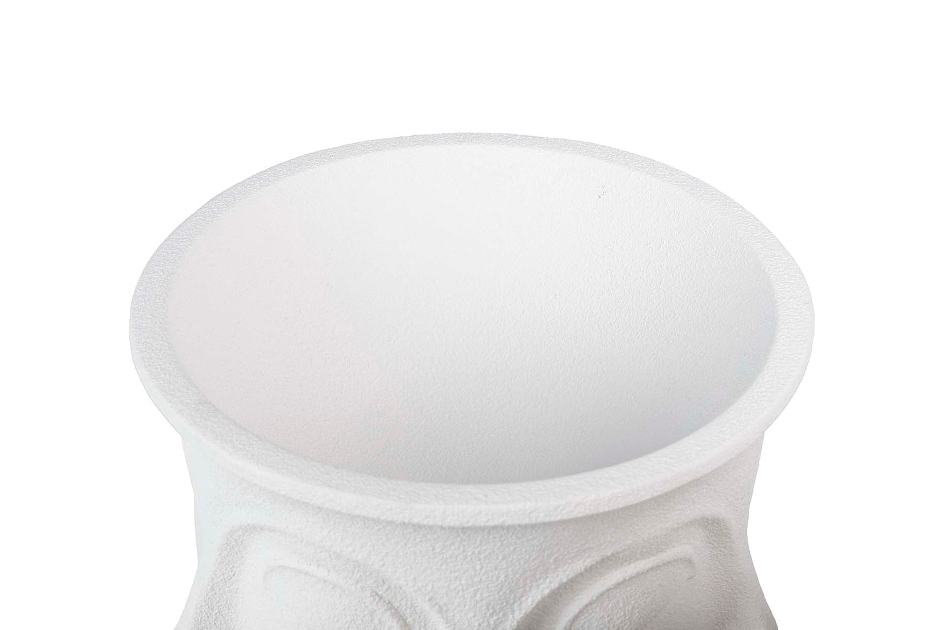 VASO DE RESINA BRANCO COM ROSTOS 49x49x62 CM