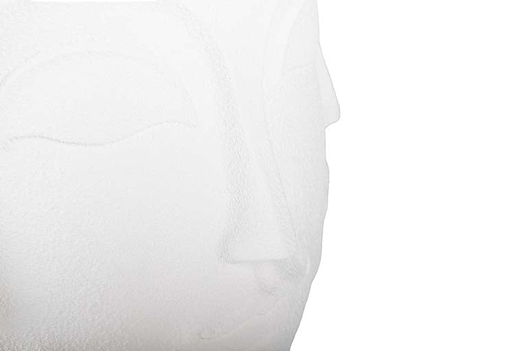 VASO DE FLORES DE POLIRESINA BRANCA COM ROSTOS 56x56x77 CM