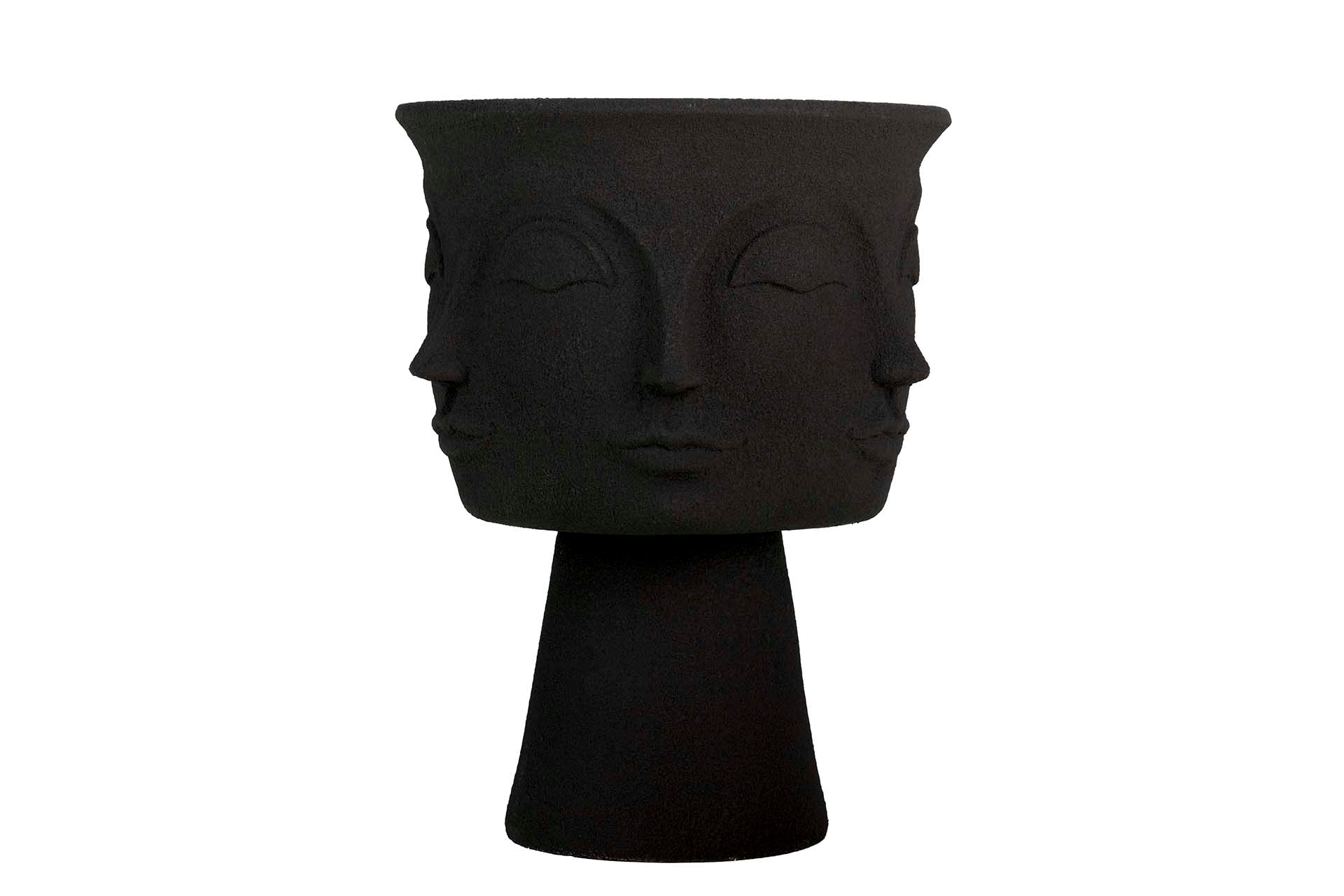 POTE DE POLIRESINA BLACK FACES 49x49x62 CM