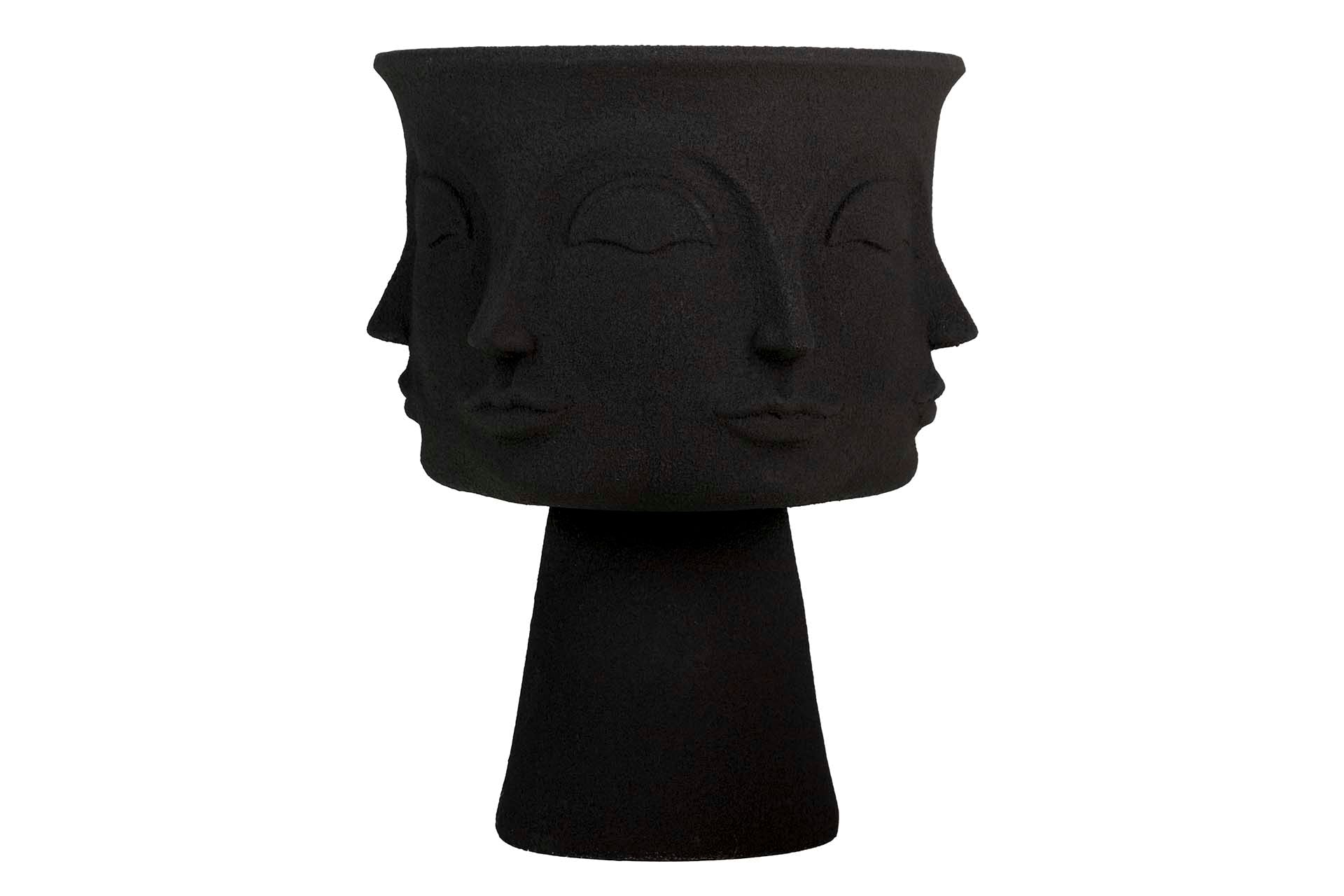 POTE DE POLIRESINA BLACK FACES 49x49x62 CM