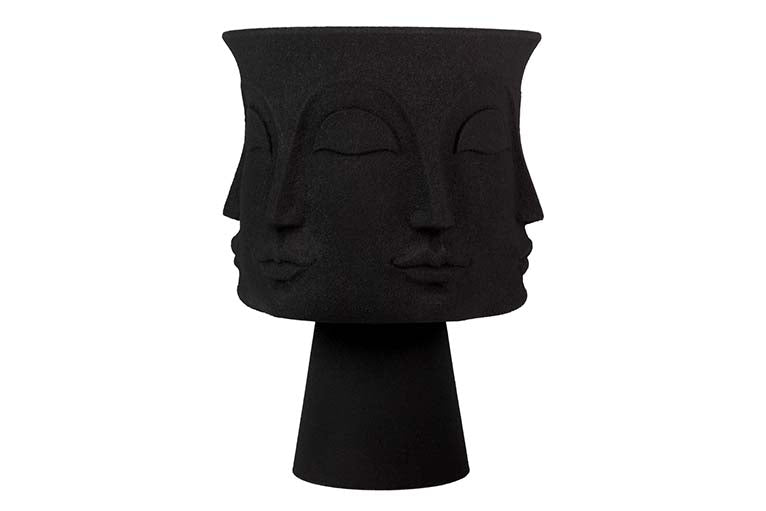 MACETERO POLIRESINA NEGRO CARAS 56x56x77 CM