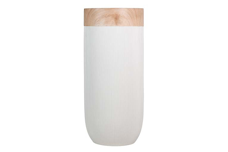 VASO DE FLORES DE POLIRESINA BRANCA 46x46x121 CM