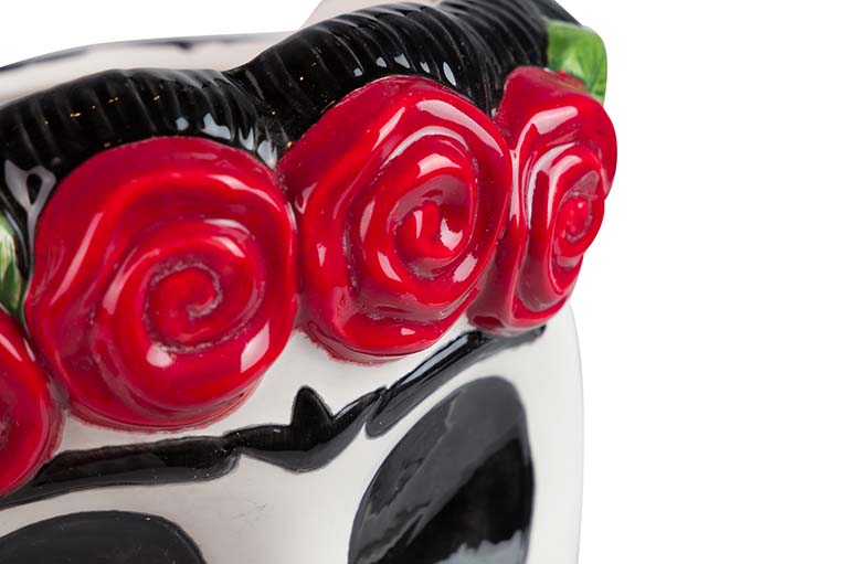 Vaso de cerâmica com caveira mexicana 21x17x31 cm