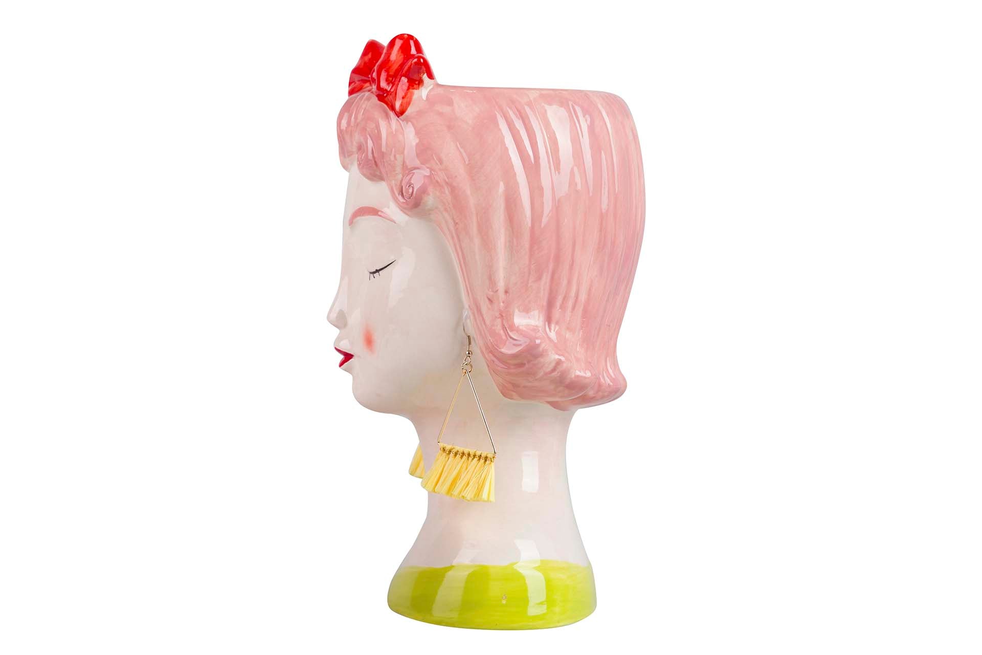 MACETERO CERAMICA SEÑORA PENDIENTES 16x14x26 CM