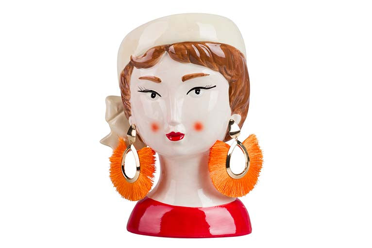 MACETERO CERAMICA SEÑORA PENDIENTES 18x15x24 CM
