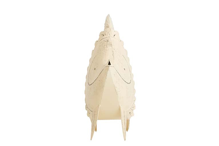 FIGURA DE PEIXE DE METAL BRANCO 61x19x49 CM