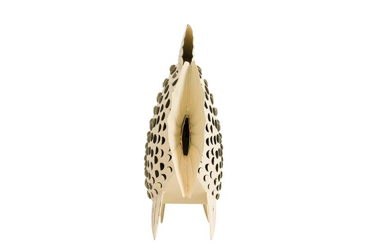 FIGURA DE PEIXE DE METAL BRANCO 61x19x49 CM
