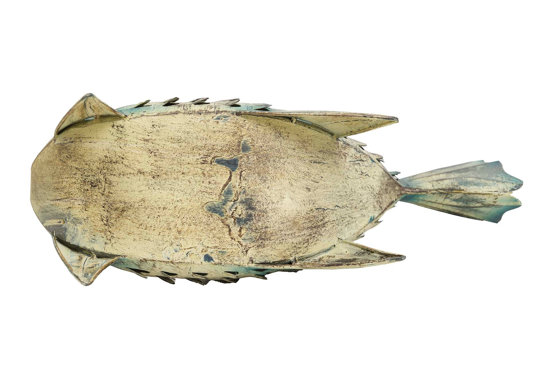 BLUE METAL FISH FIGURE 61x19x49 CM