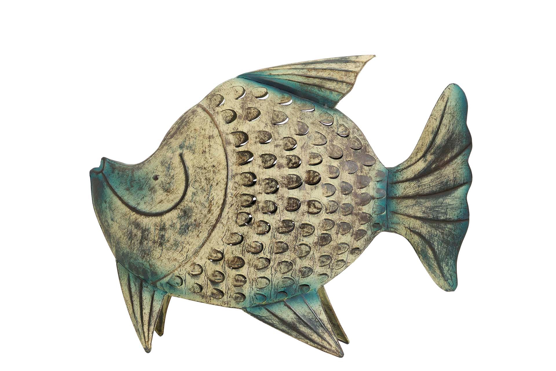 BLUE METAL FISH FIGURE 49x15x42 CM