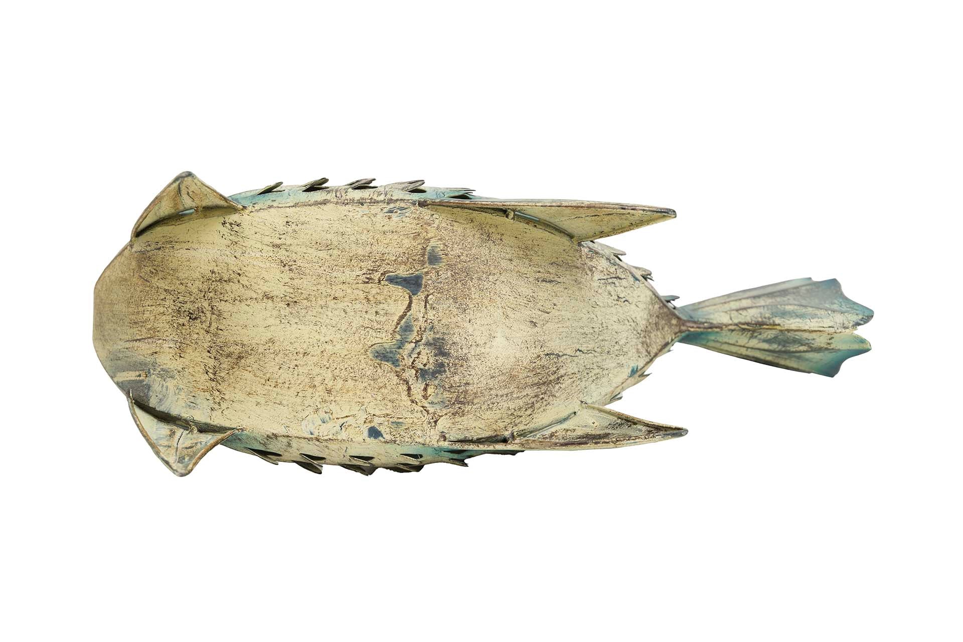 BLUE METAL FISH FIGURE 40x13x32 CM