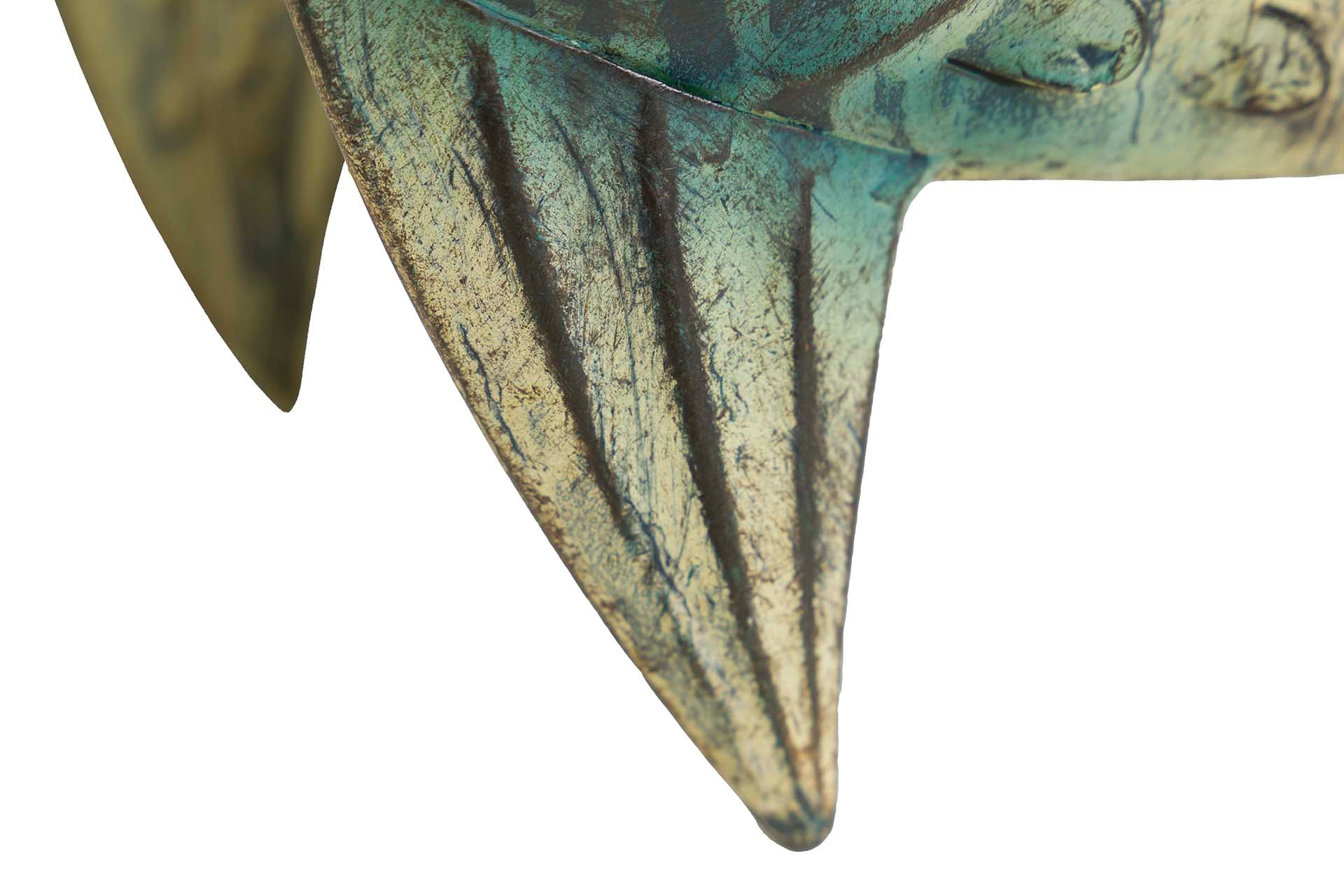 BLUE METAL FISH FIGURE 40x13x32 CM