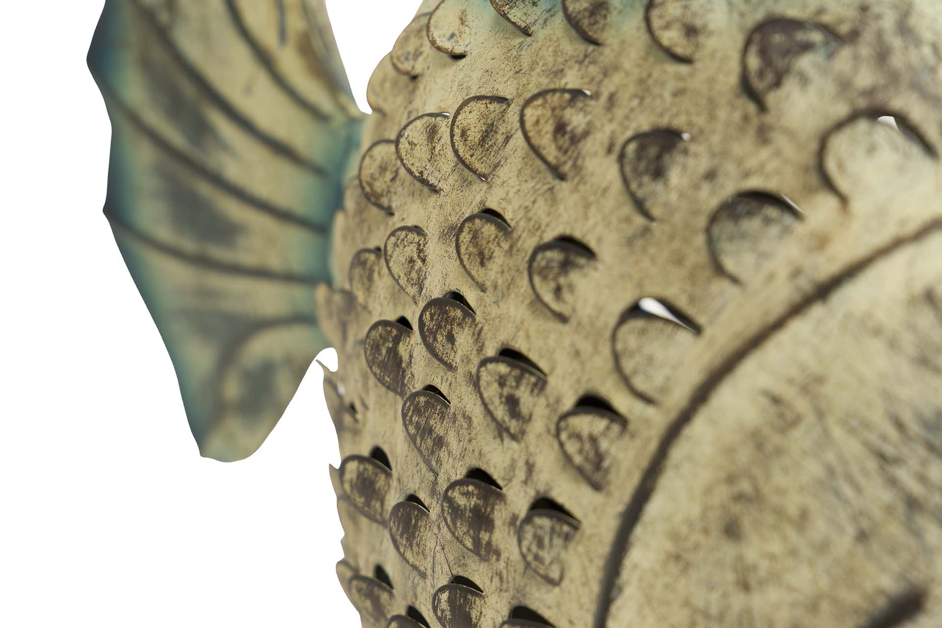 BLUE METAL FISH FIGURE 40x13x32 CM