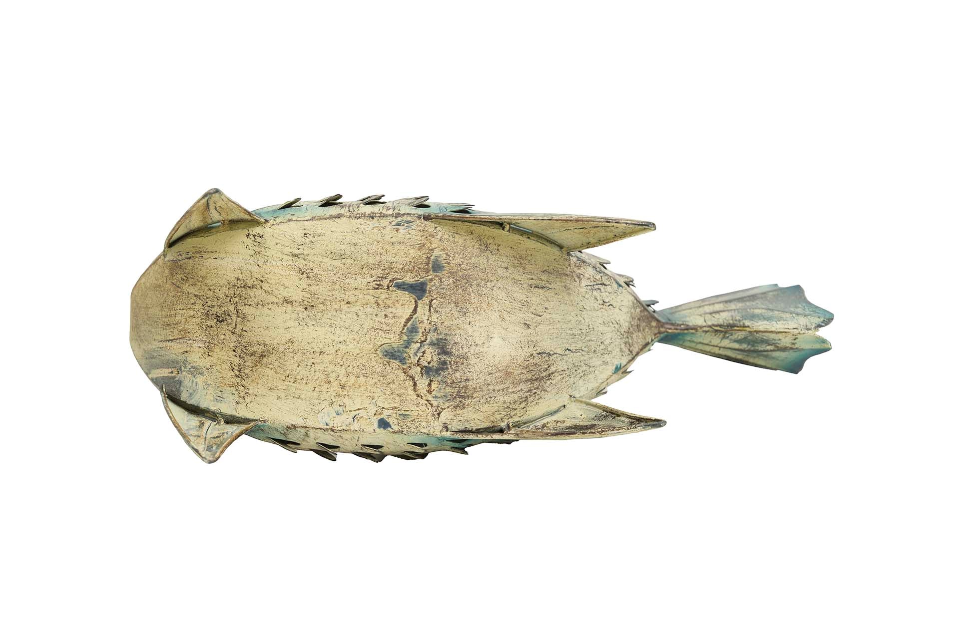 BLUE METAL FISH FIGURE 34x11x24 CM