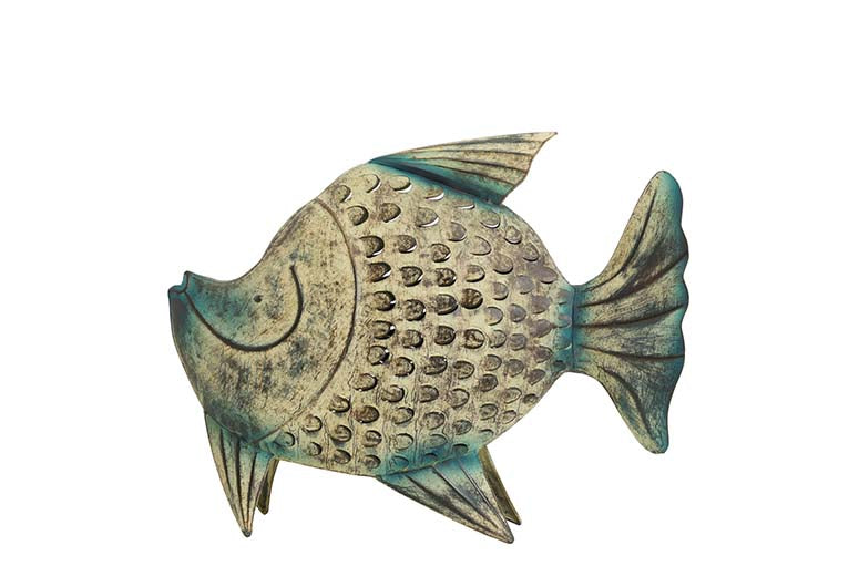 FIGURA PEZ METAL AZUL 34x11x24 CM