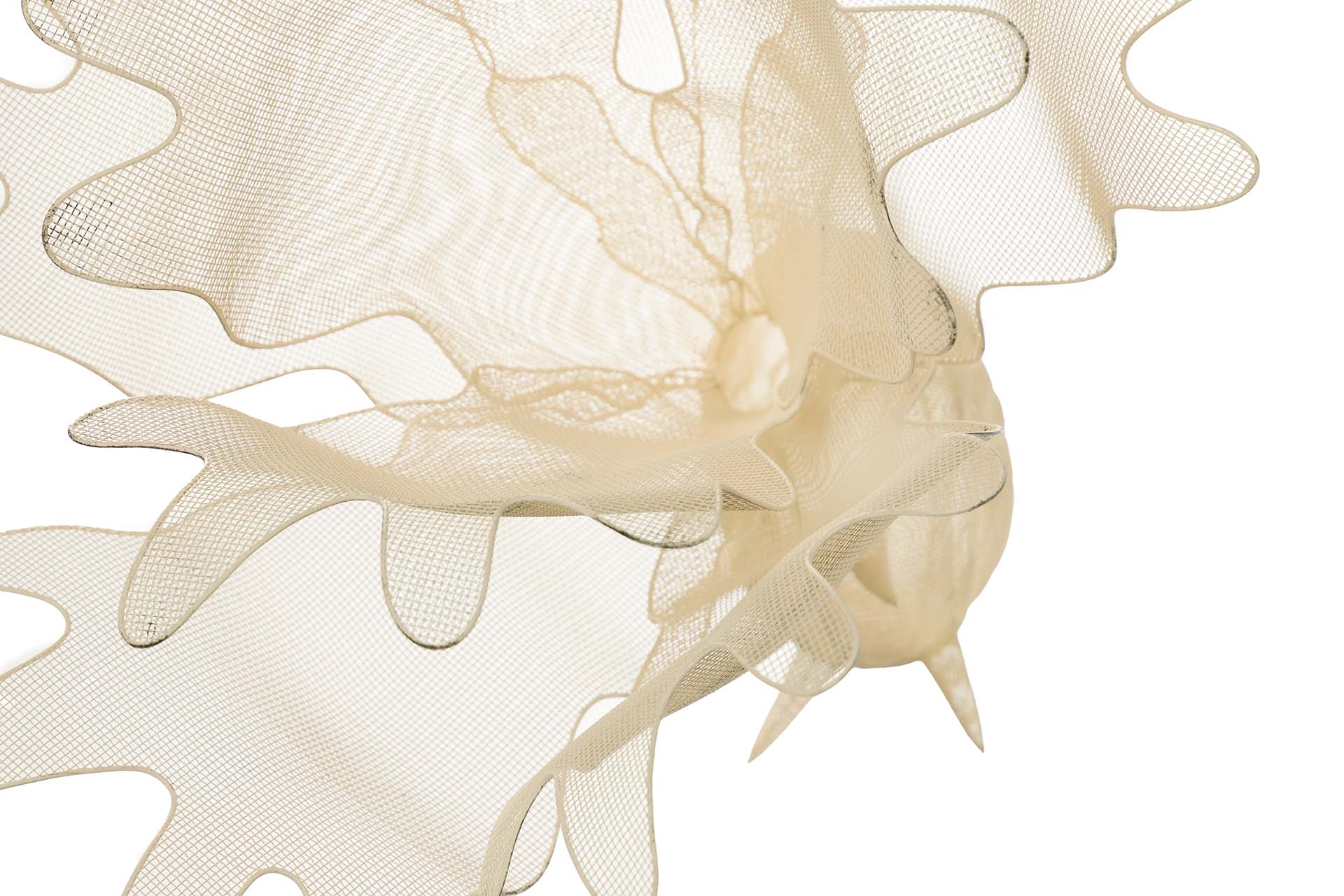 White Metal Hanging Fish Figurine 98x77x62 cm