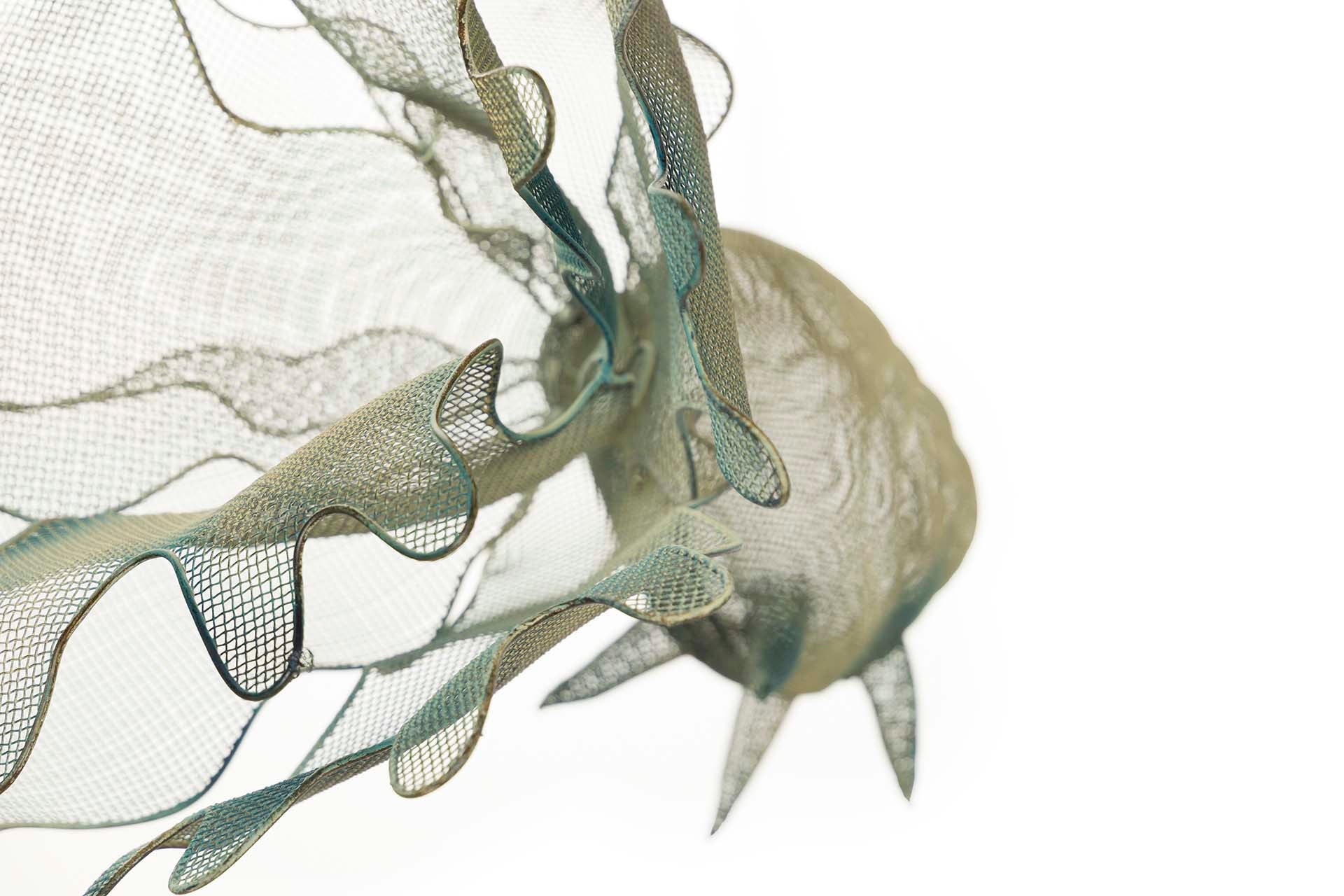 BLUE METAL FISH FIGURE 98x77x62 CM