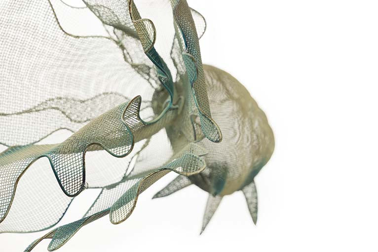 BLUE METAL HANGING FISH FIGURE 73x53x46 CM