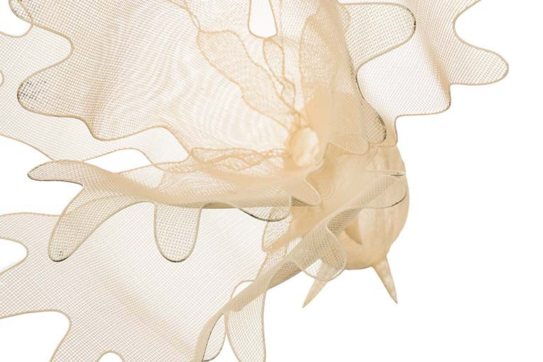 White Metal Hanging Fish Figurine 49x42x42 cm