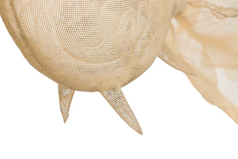 White Metal Hanging Fish Figurine 49x42x42 cm