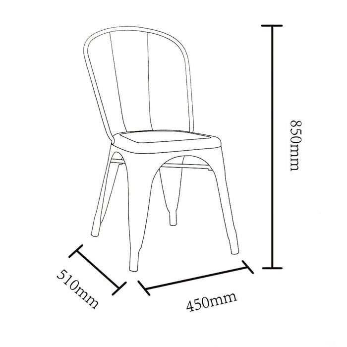 Silla Plata Metal Dallas Industrial 45 X 52,50 X 85 Cm