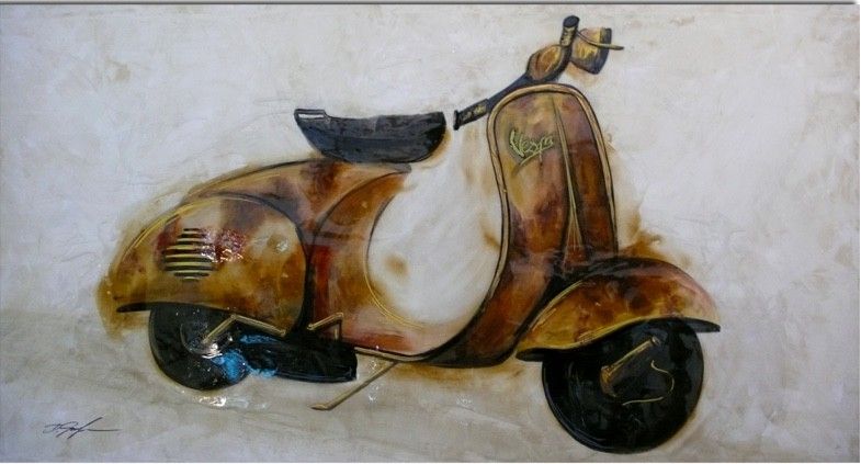 Cuadro pintura original Moto