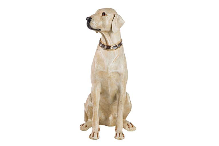 BEIGE RESIN LABRADOR DOG FIGURE 20x29x40 CM