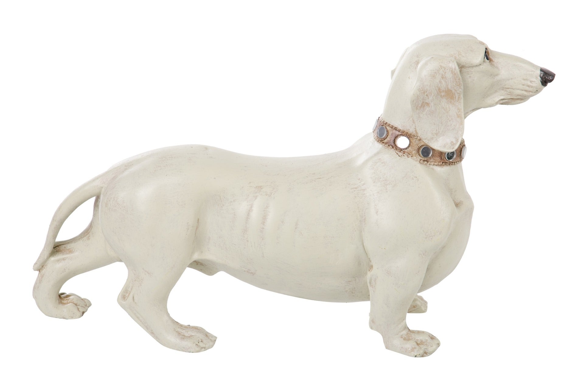 BEIGE RESIN DACHSHIP DOG FIGURE 42x15x25 CM