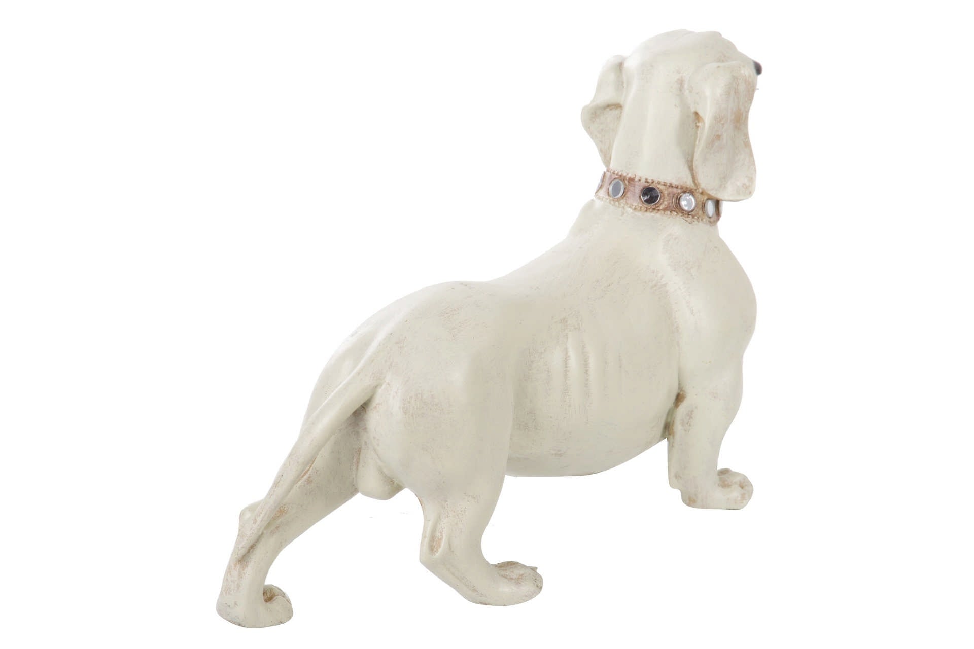 BEIGE RESIN DACHSHIP DOG FIGURE 42x15x25 CM