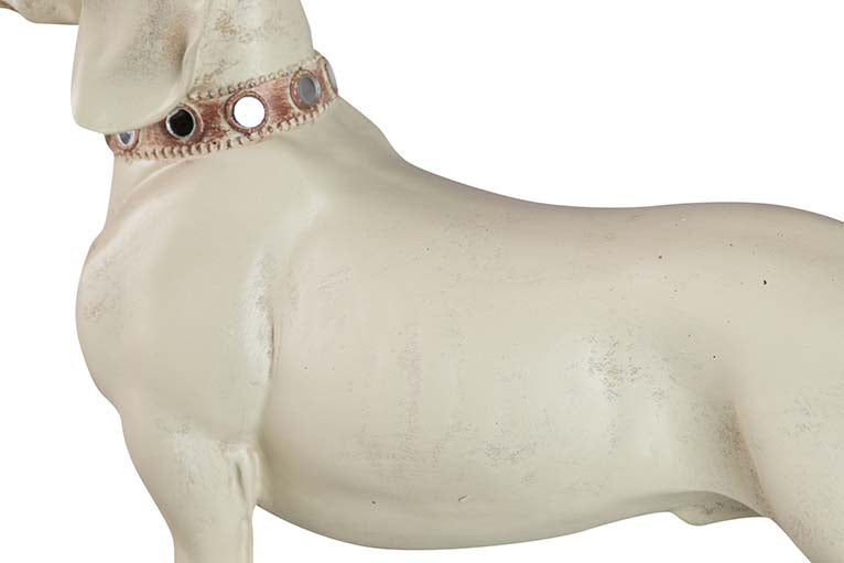 BEIGE RESIN DACHSHIP DOG FIGURE 42x15x25 CM