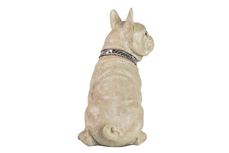 FIGURA DE BULLDOG FRANCÊS RESINA BEGE 24x16x29 CM