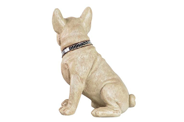 FIGURA DE BULLDOG FRANCÊS RESINA BEGE 24x16x29 CM