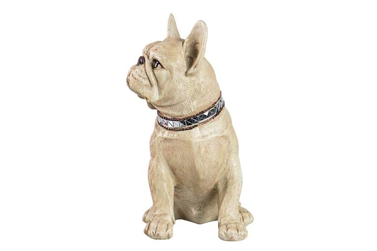 FIGURA DE BULLDOG FRANCÊS RESINA BEGE 24x16x29 CM