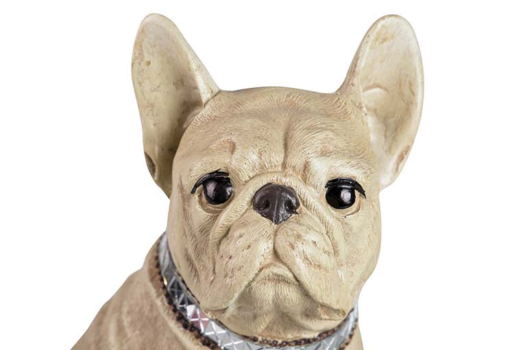 FIGURA DE BULLDOG FRANCÊS RESINA BEGE 24x16x29 CM