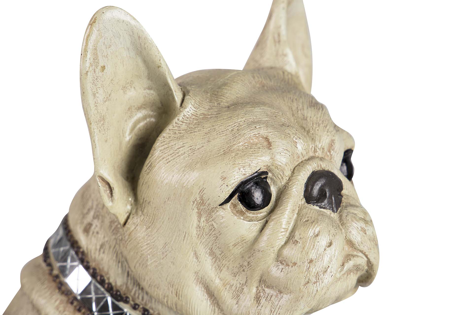 FIGURA DE BULLDOG FRANCÊS RESINA BEGE 24x16x29 CM