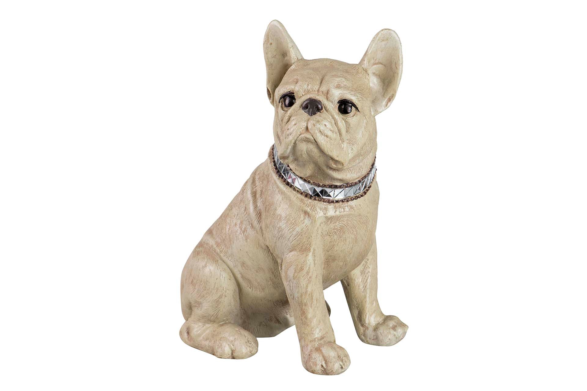 FIGURA DE BULLDOG FRANCÊS RESINA BEGE 24x16x29 CM